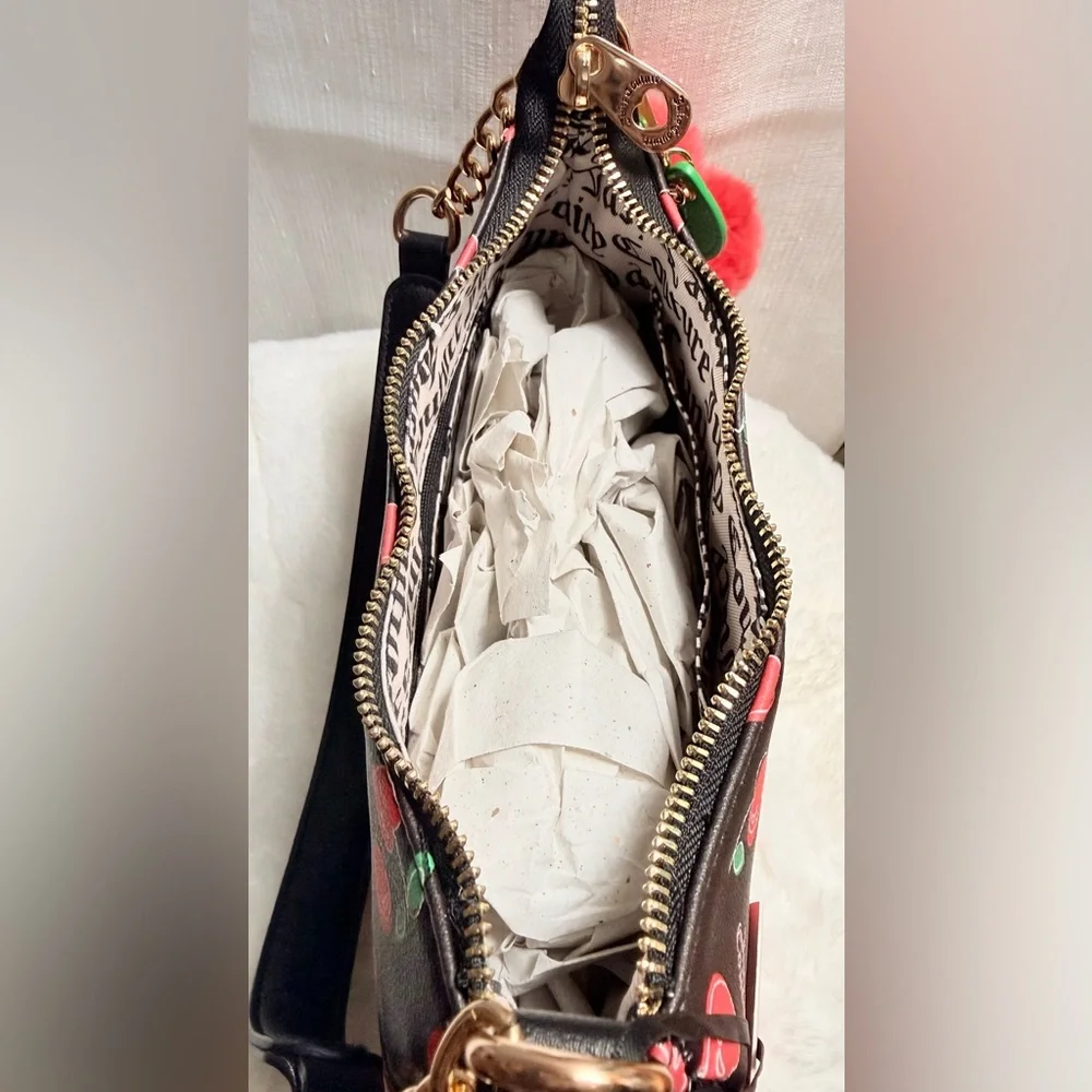 NEW Juicy Couture Black Red Cherry Girl Shoulder Bag - Picture 6 of 8